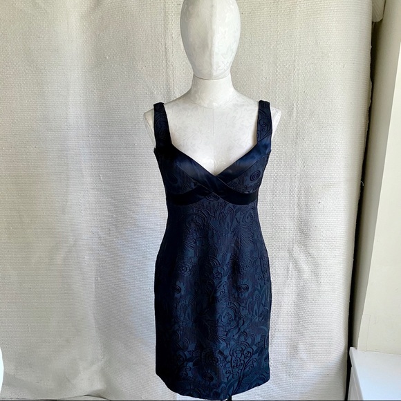 Vintage 90s M Textured Print Cocktail Dress LBD - Picture 2 of 8